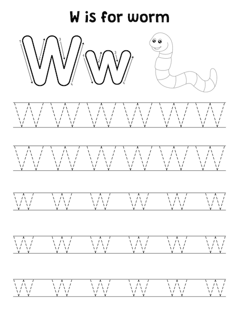 Minhoca Rastreamento Animal Letra ABC Página para Colorir W