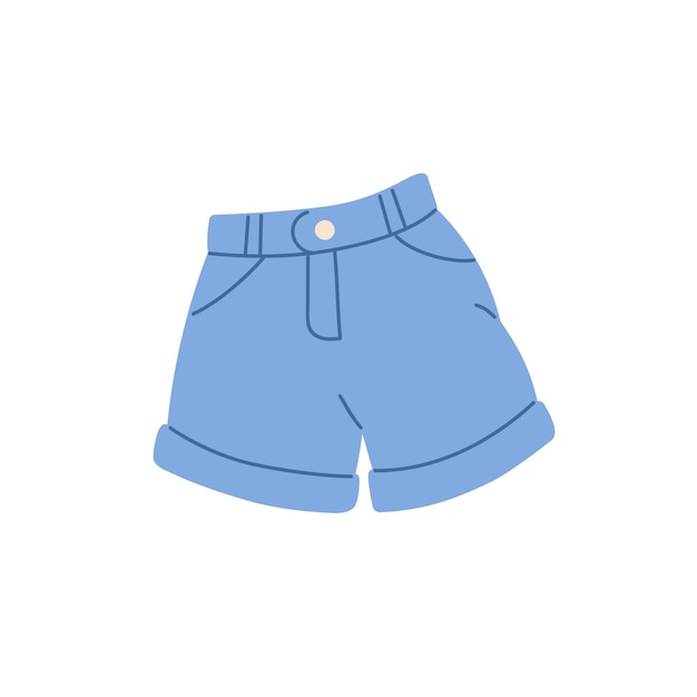 Mini shorts de verão jeans vestindo roupas vestuário jeans feminino vestuário de moda moderna para mulheres meninas ilustração vetorial plana isolada no fundo branco