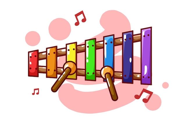 Vetor mini xilofone com notas musicais