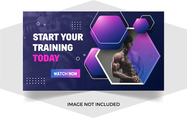 miniatura de vídeo de fitness e treino ou formato eps de modelo de banner da web