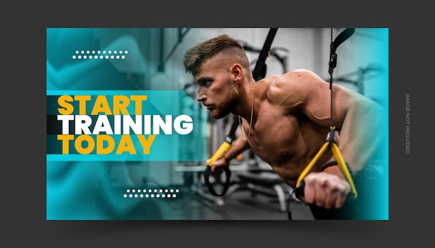 Miniatura do YouTube de academia de ginástica e modelo de banner da web Vetor Premium