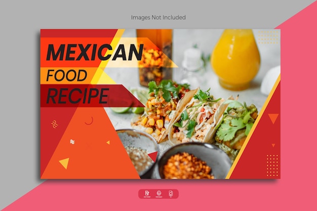 Vetor miniatura do youtube de comida mexicana saborosa ou modelo de banner da web