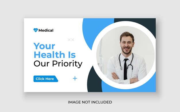 Miniatura do youtube de saúde médica e banner da web Premium Vector
