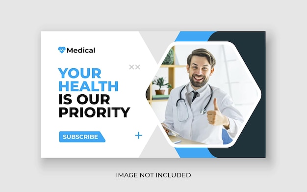 Miniatura do youtube de saúde médica e banner da web Premium Vector