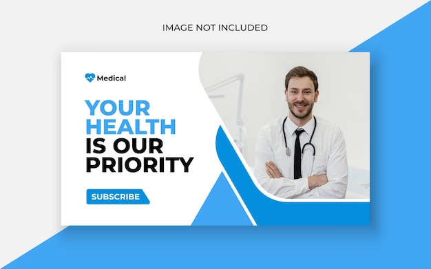 Miniatura do youtube de saúde médica e banner da web Premium Vector