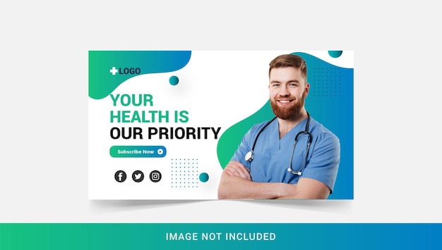 Miniatura do youtube de saúde médica e modelo de banner da web vetor premium