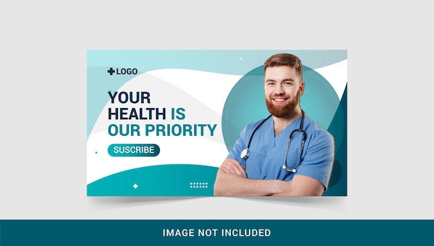 Miniatura do youtube de saúde médica e modelo de banner da web Vetor Premium