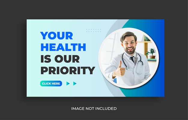 Miniatura do youtube de saúde médica e modelo de design de banner da web