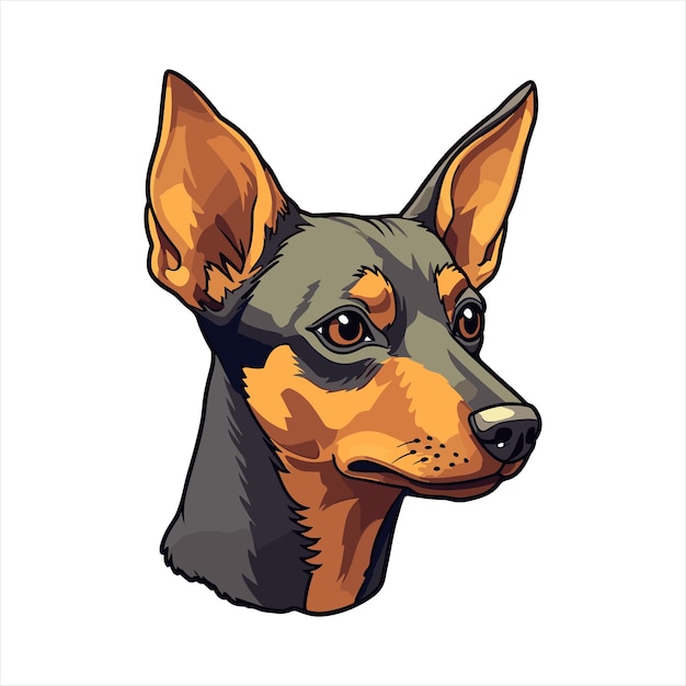 Vetor miniatura pinscher raça de cão cartoons kawaii personagem animal animais de estimação ilustração de adesivo isolado