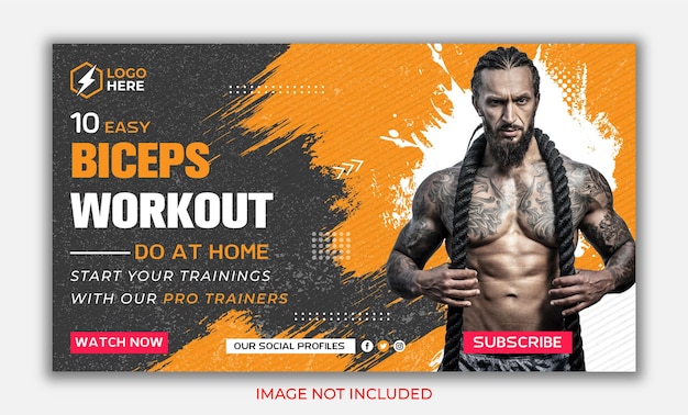 Miniaturas de treino de fitness ou modelo de design de postagem de banner de mídia social