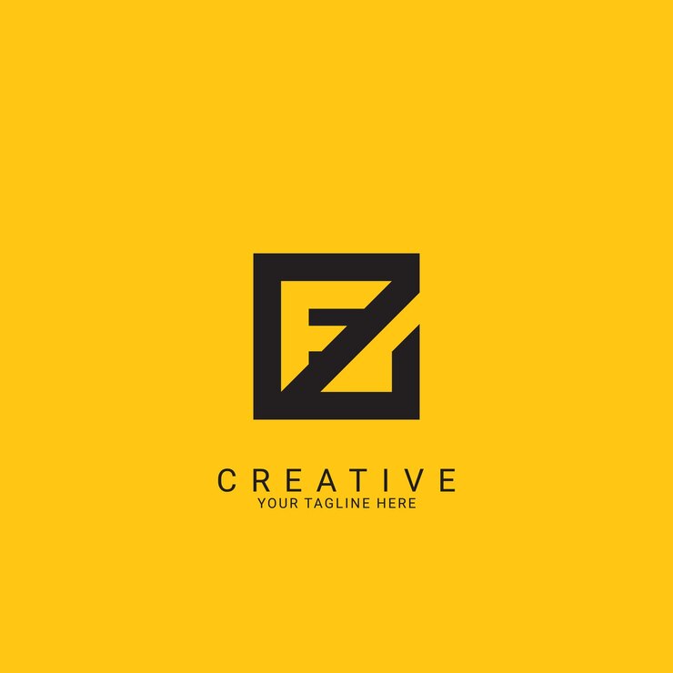 Vetor minimal creative initial based fz zf logo letra fz zf monograma criativo e elegante com cor preta