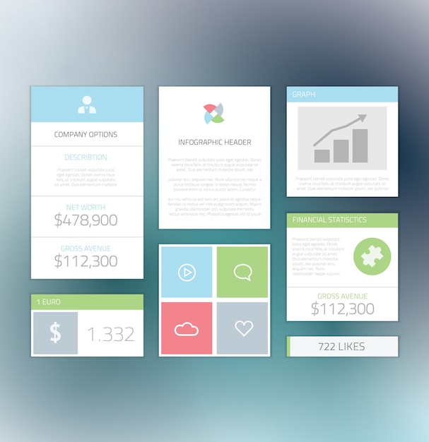 Minimal info graphic flat fresh business elements vector illustration