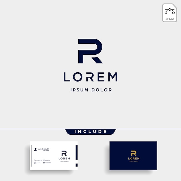 Minimal letter r logo design simple vector