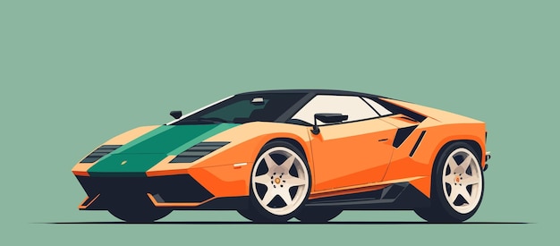 Minimalismo de carros esportivos cartaz elegante laranja plano ilustração em vetor