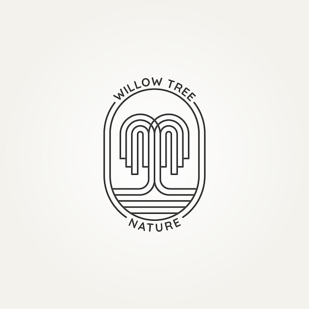 Vetor minimalista árvore de salgueiro natureza arte de linha emblema ícone logotipo desenho de ilustração vetorial