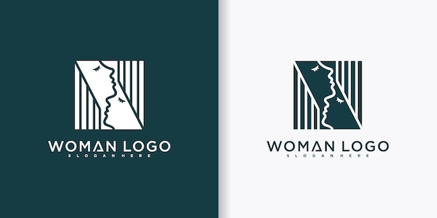 Minimalista da coleção de design de logotipo de mulher com estilo de arte de linha de luxo vetor premium