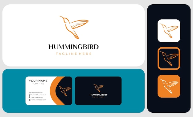 Vetor minimalista de design de logotipo de beija-flor e cartão de visita vector