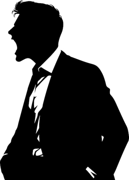 Minimalista homem de negócios irritado silhueta vetorial silhueta de cor preta 2