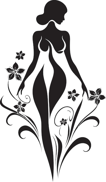 Vetor minimalista radiância floral mulher negra ícone sofisticado flor aura emblema artesanal