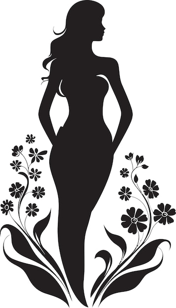Minimalista radiância floral mulher negra ícone sofisticado flor aura emblema artesanal