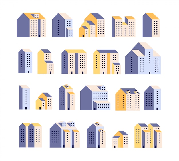 Mínimas casas de apartamento. edifícios residenciais, casas urbanas da cidade, gráfico da cidade. elementos da arquitetura