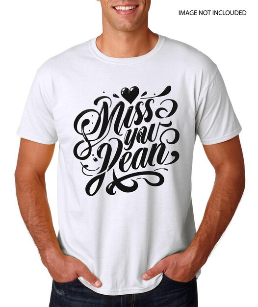 Miss você querida t-shirt desenho impressão em qualquer cor com arquivos editáveis vetor desenho de ilustração