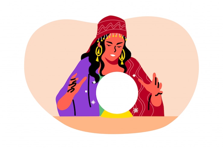 Vetor mistério, adivinhação, astrologia, conceito futuro