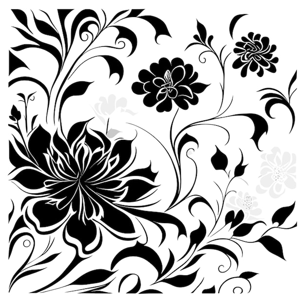 Vetor mistura de flores de fundo bandeira de alta resolução padrões déteis linhas grossas contornos pretos linhas elemento