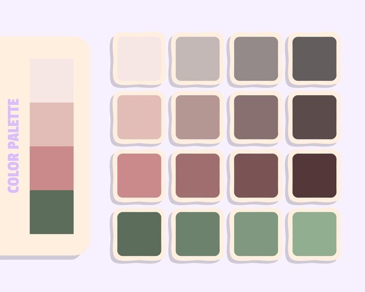 Vetor mistyrose lightpink rosybrown dimgray teoria da cor cores harmoniosas catálogo de amostras de design