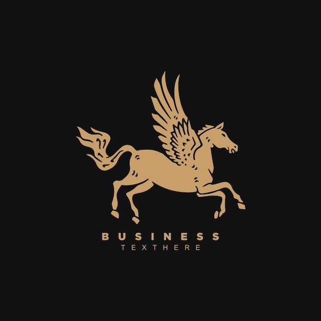 Mitologia retrô cavalo alado Pegasus design de logotipo vetor gráfico