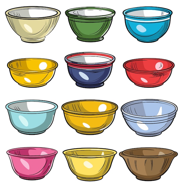 Mixing bowls desenho animado isolado em fundo transparente png for designer