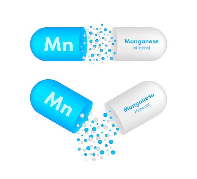 Vetor mn mineral para design médico manganum mineral ícone de pílula azul vector ilustração stock