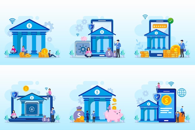 Mobile Banking Vector Illustration Concept Flat vector template Estilo Adequado para Web Landing Page Background