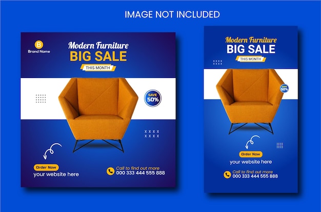 Mobiliário moderno grande venda de mídia social promocional Instagram post ou design de modelo de história