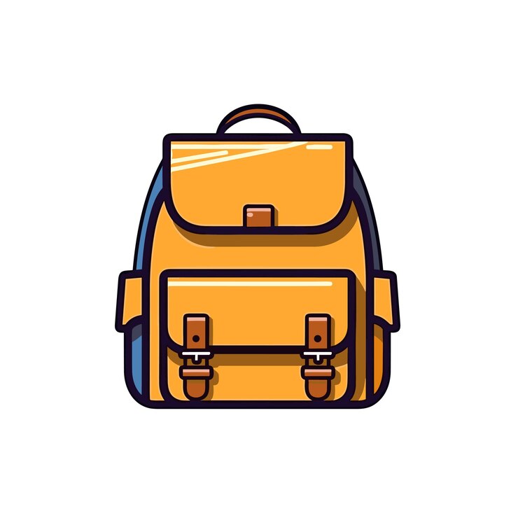 Vetor mochila escolar colorida educação e estudo de volta às aulas estilo cartoon