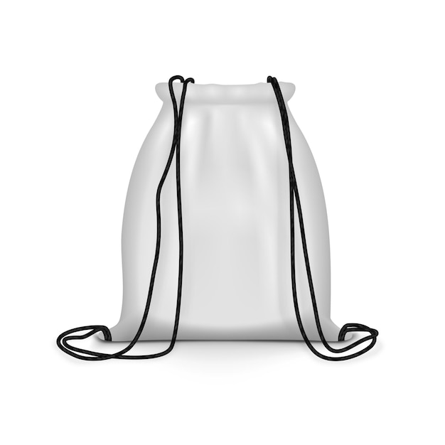 Vetor mochila esportiva branca simples e realista isolada