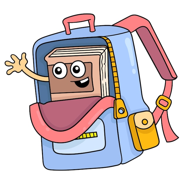 Mochilas escolares coloridas contendo livros que os alunos perdem, arte de ilustração vetorial. imagem de ícone do doodle kawaii.