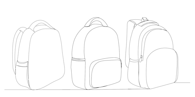 Mochilas para a escola um vetor de desenho de linha contínua