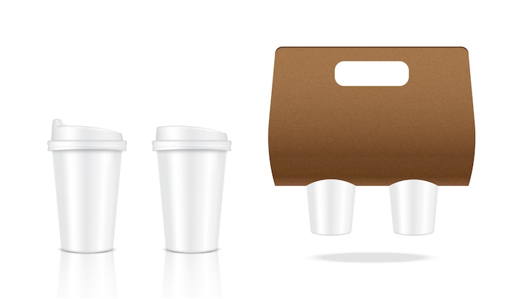 Vetor mock up realistic coffee white cup embalagem produto
