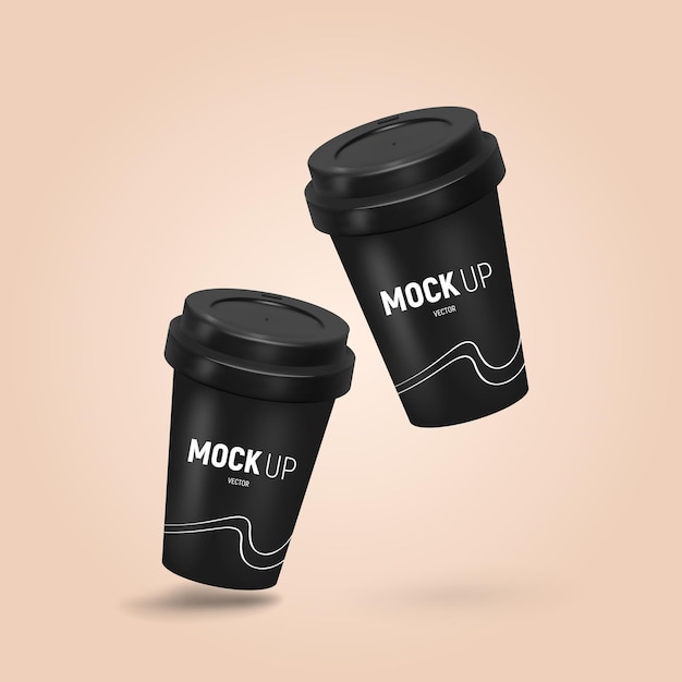 Mockup Black Cup Vector ilustração de malha eps 10
