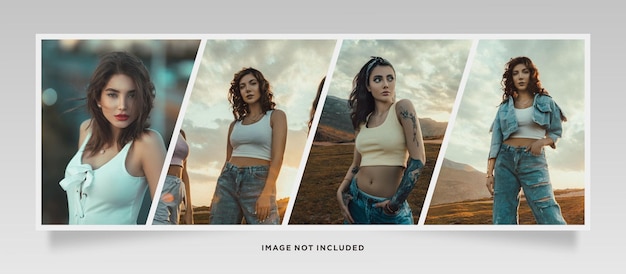 Mockup de efeito de tira de colagem de fotos