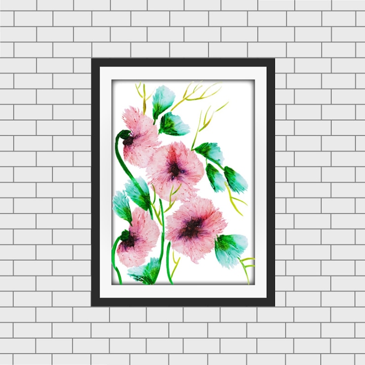 Vetor mockup de moldura floral aquarela