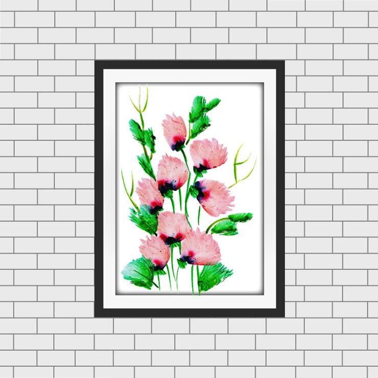 Vetor mockup de moldura floral aquarela