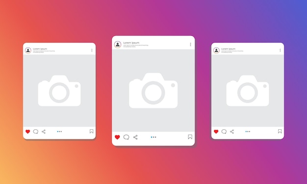 Mockup de postagens de mídia social Instagram molduras mockup design vetorial interface de usuário Instagram mockup