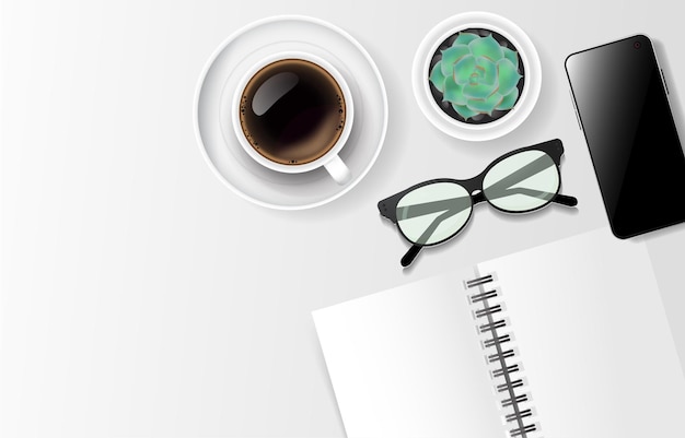 Mockups de mesa branca com espaço em branco