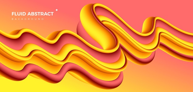 Moda da moda 3d tridimensional deslumbrante elementos abstratos de gradiente fluido amarelo