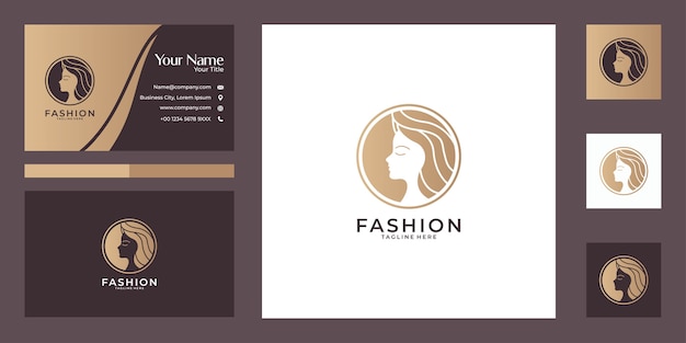 Moda elegante design de logotipo e cartão de visita