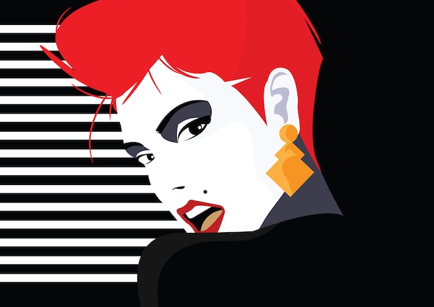 Moda mulher em estilo pop art. Ilustração vetorial
