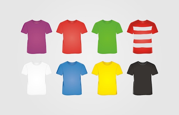 Modelagem de camisa masculina Conjunto de modelos de camisas coloridas ilustração vetorial de design