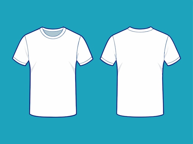 Modelagem de camiseta em branco para homens Ilustração vetorial de vista lateral dianteira e traseira